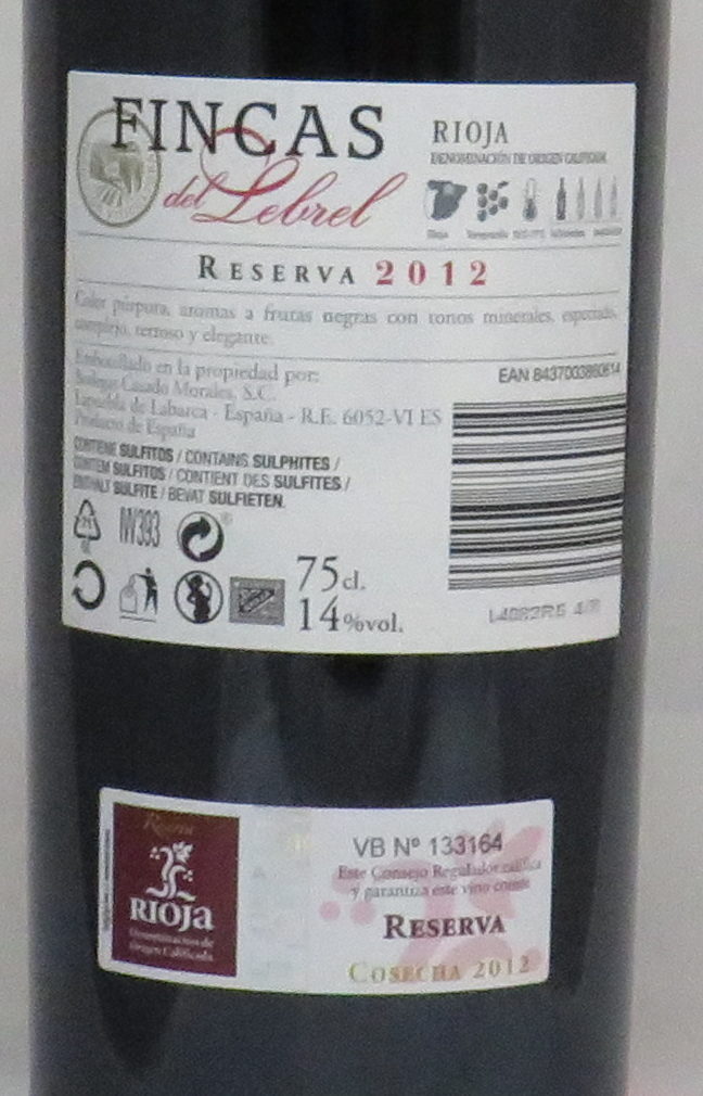 Lebrel, Reserva vinos del Fincas de - No sé